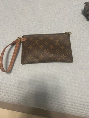 Louis Vuitton Monogram Canvas Zip Wristlet in Brown and Tan
